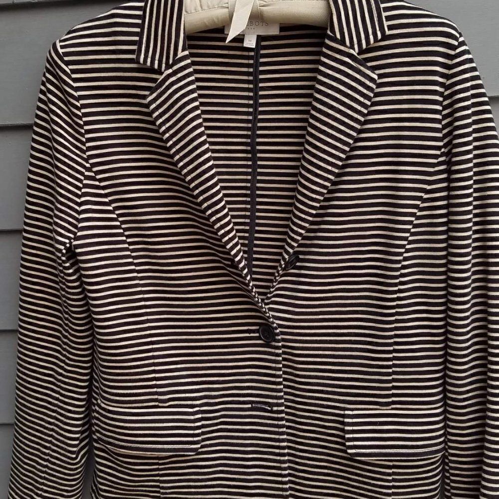 Talbots Tan & Black Striped Knit Jacket - Medium - Picture 6 of 6